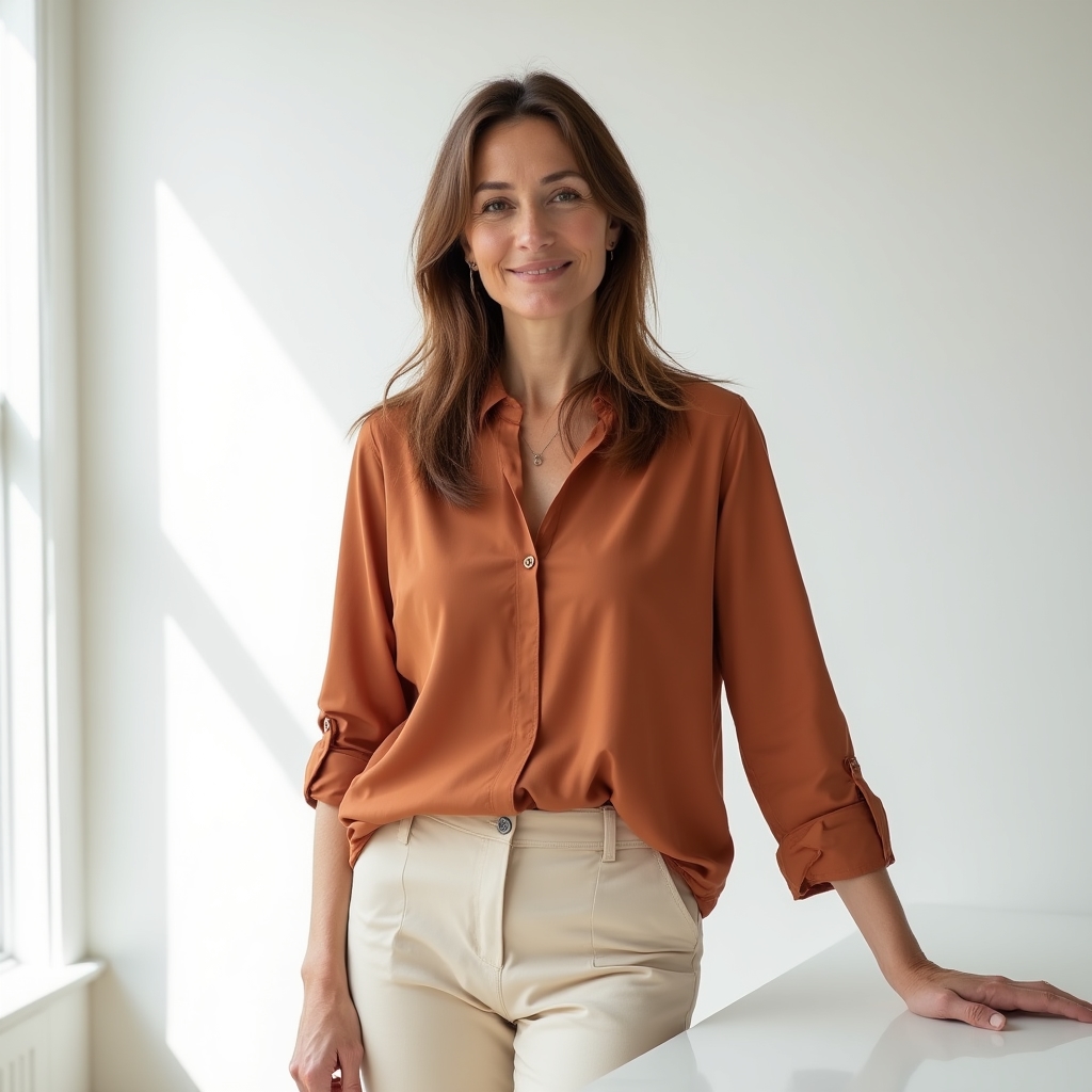 Movement educator and course creator in a bright studio environment